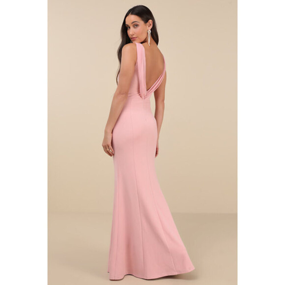 NEW Lulus Maike Pink Cowl Back Mermaid Maxi Dress - Size XL